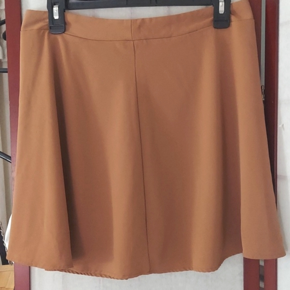 TOBI Circle Skater Mini brown stretch Skirt Sz L